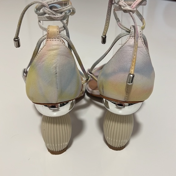 L’Intervalle Multi Coloured Tie Dye Leather Lace Up Heels w/ Creative Heel Sz 36 - Picture 5 of 11